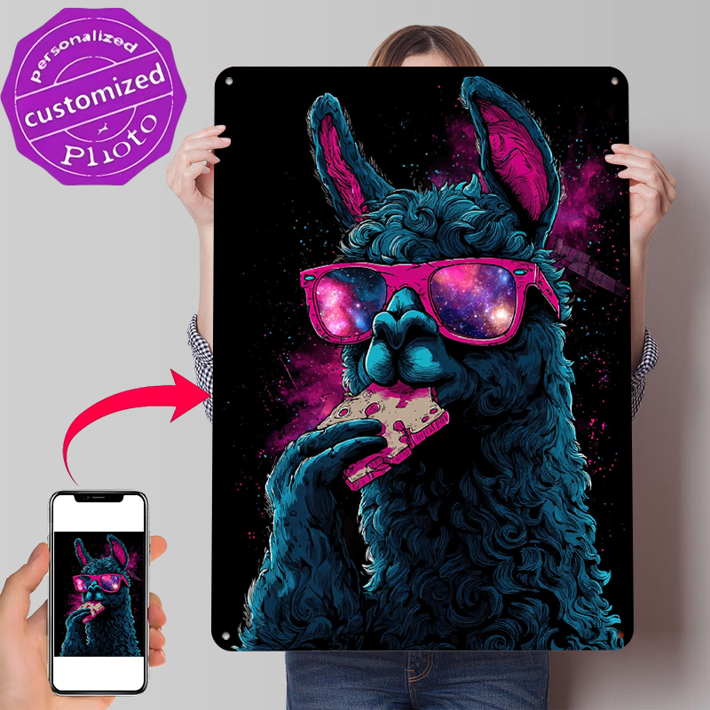 Retro Gaming Com - Póster Metálico Personalizado de Llama con