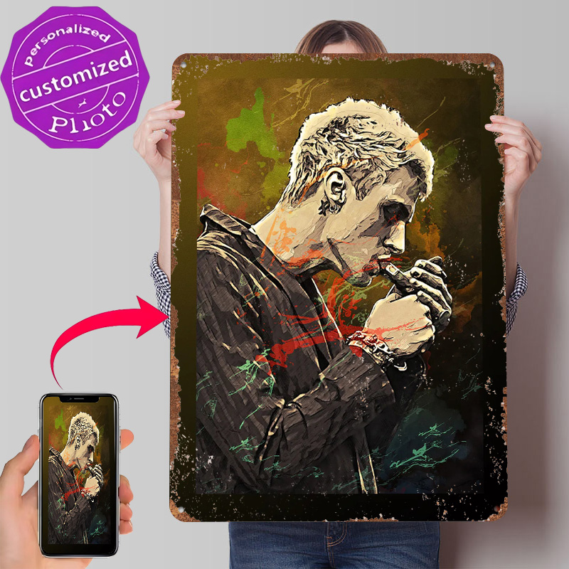 Retro Gaming Gun - Póster Metálico de Machine Gun Kelly,
