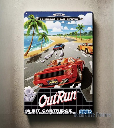 Retro Gaming Video - Póster Metálico Retro del Videojuego Outrun