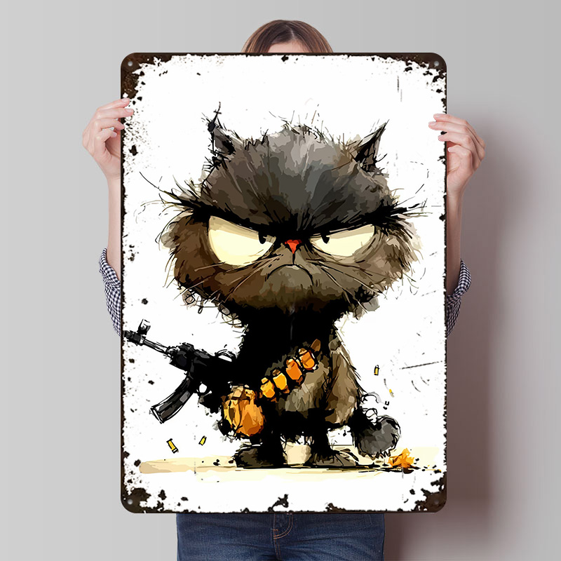 Retro Gaming Gun - Póster con Diseño de Gato con