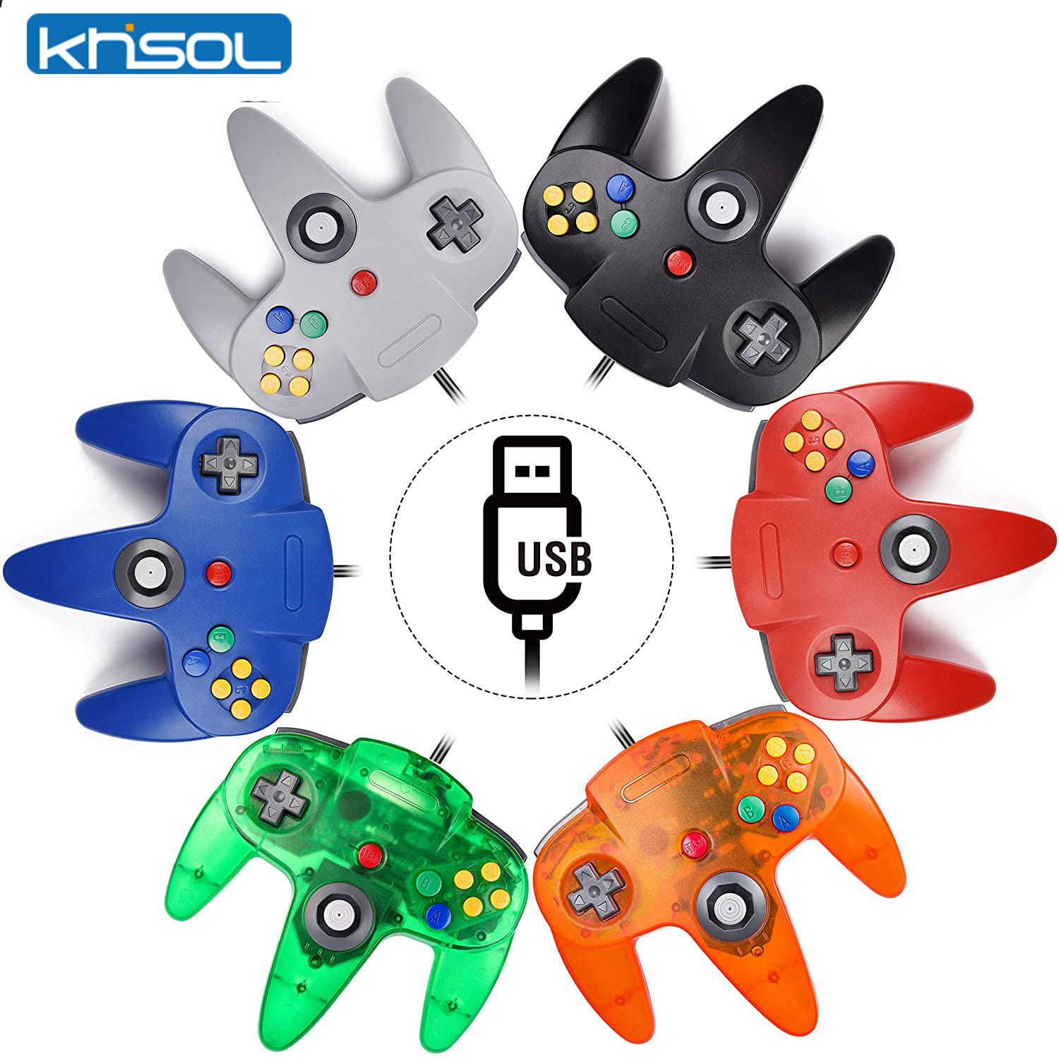 Retro Gaming Os - Controlador N64 clásico USB con cable